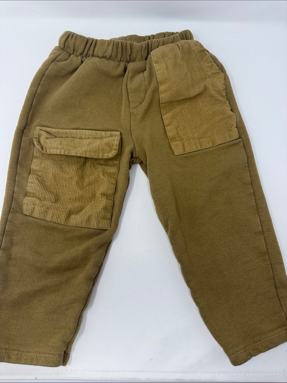 Kids Olive Brown Corduroy Pocket Jogger Sweat Pants size 2-3